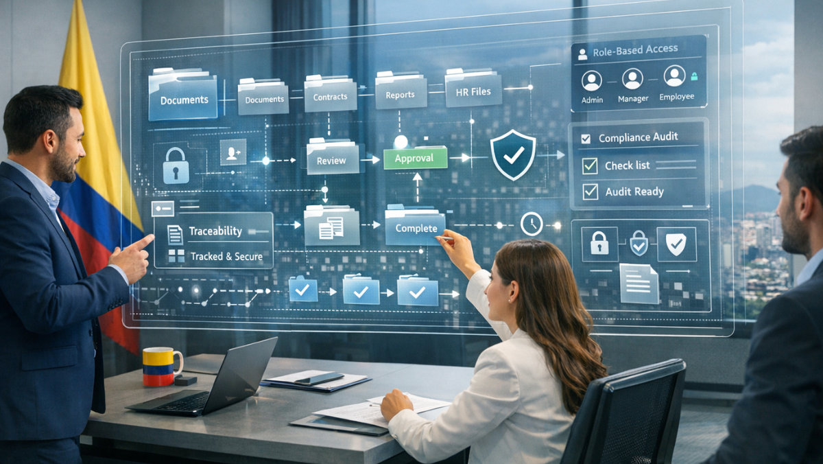 Software de gestión documental en Colombia que automatiza procesos empresariales y garantiza cumplimiento normativo según lineamientos del Archivo General de la Nación