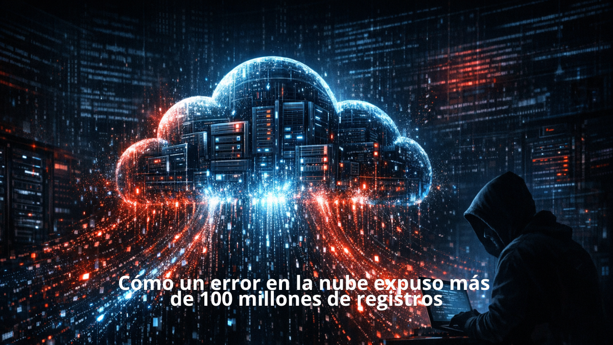 Ilustración de un error en la nube que provocó la brecha de seguridad de más de 100 millones de registros de clientes en Capital One.